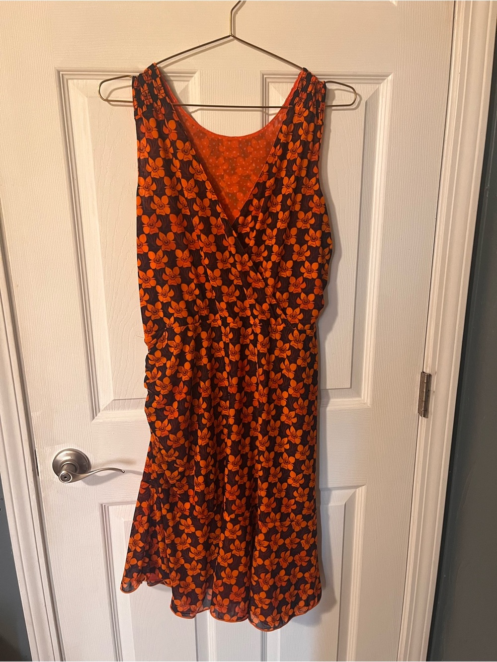 Cabi Reversible Orange Floral Mesh Dress